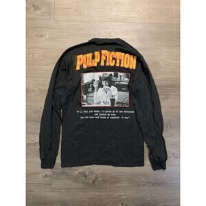 Pulp Fiction Small Black T-Shirt Retro 90s Movie Uma Thurman Tarantino Jackson